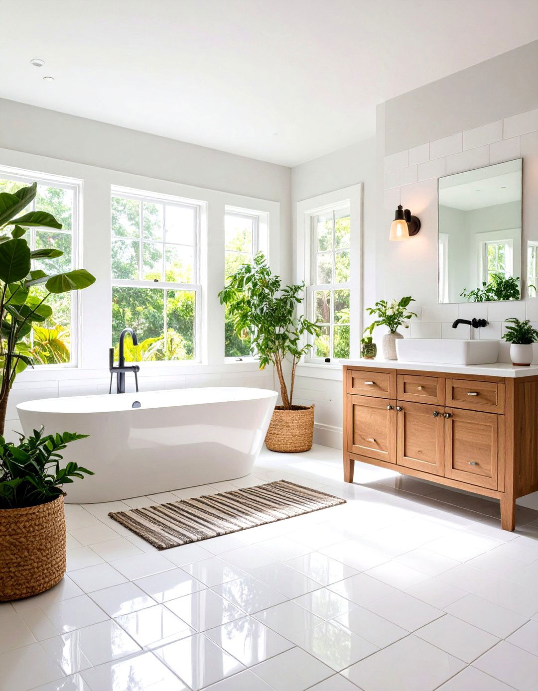 White Tile Bathroom Subway Classic Running Bond Pattern - 20 White Tile Bathroom Ideas