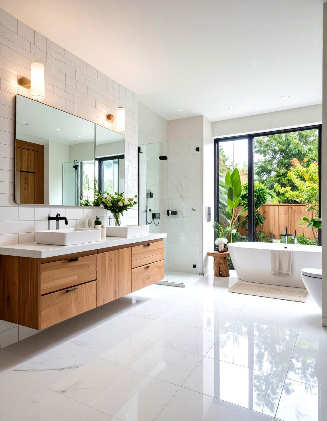 White Tile Bathroom Vertical Subway Layout - 20 White Tile Bathroom Ideas