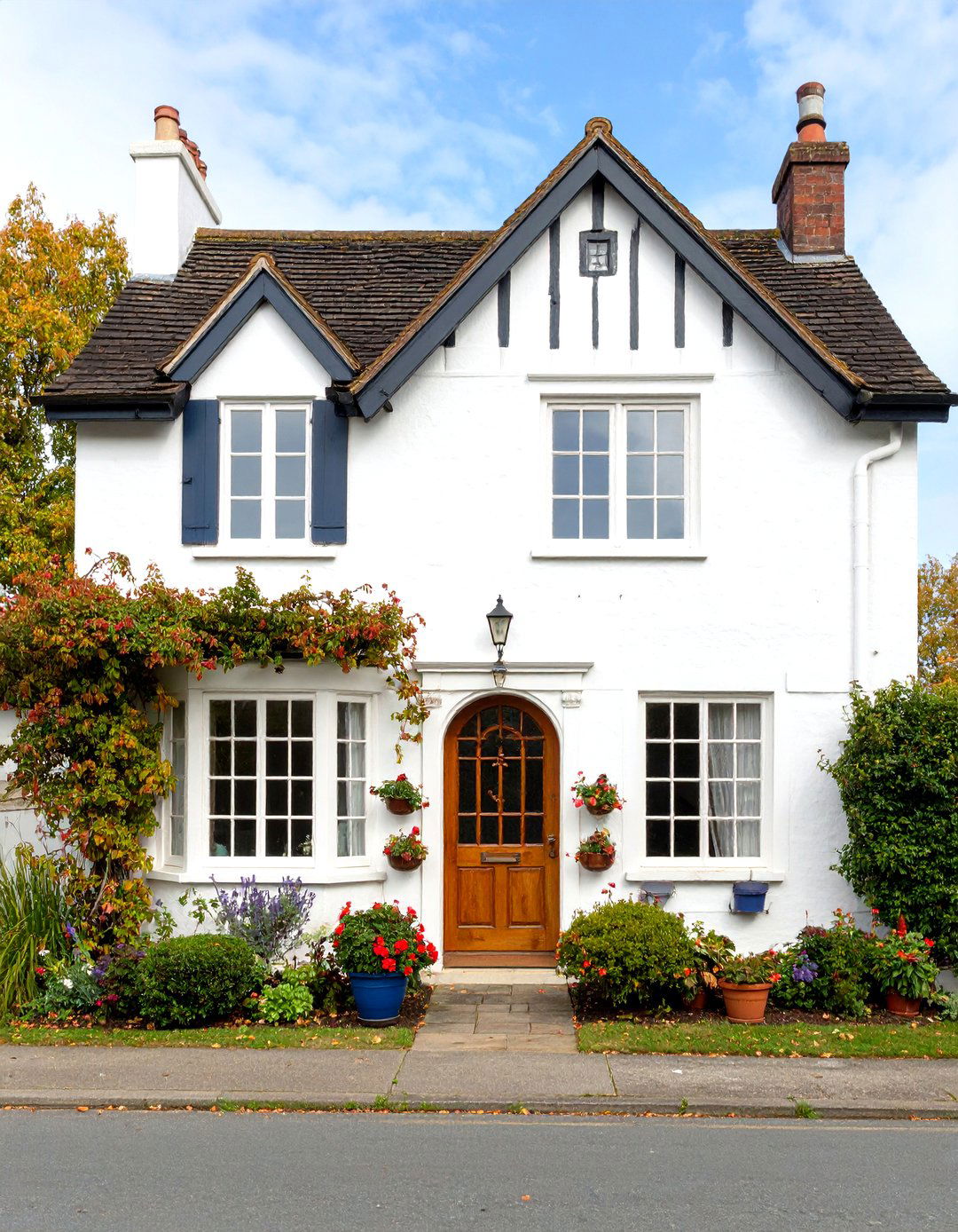 White Tudor Revival Exterior - 20 White Home Exterior Ideas