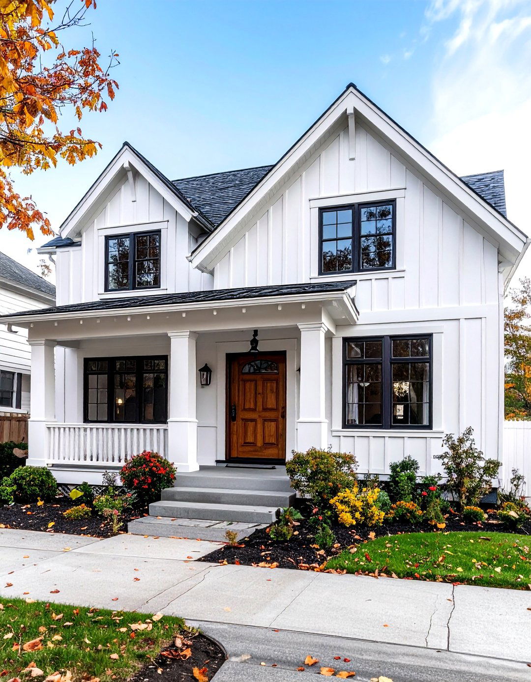 White Tudor Revival Siding Design - 20 White Siding House Designs