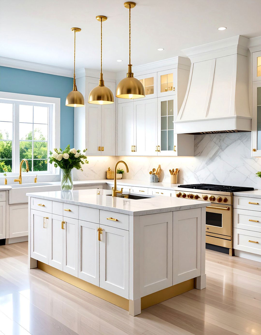 White Two Tone Cabinets With Coordinated Gold Hardware - 20 White Kitchen Cabinets With Gold Hardwar