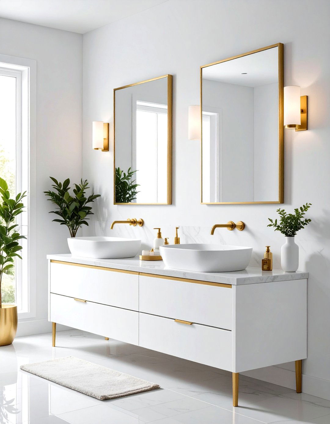 White and Gold Bathroom Calm - 20 Gold Bathroom Ideas