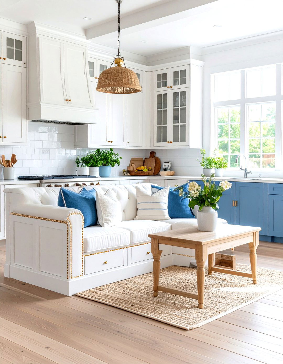 White and Gold Kitchen with Banquette Seating Area - 20 White and Gold Kitchen Ideas