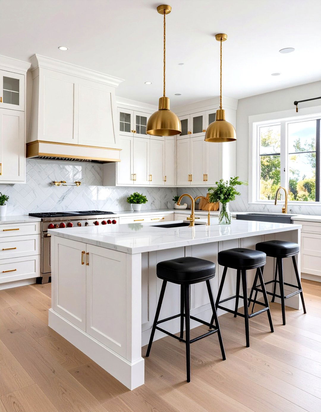 White and Gold Kitchen with Mixed Metal Accents - 20 White and Gold Kitchen Ideas
