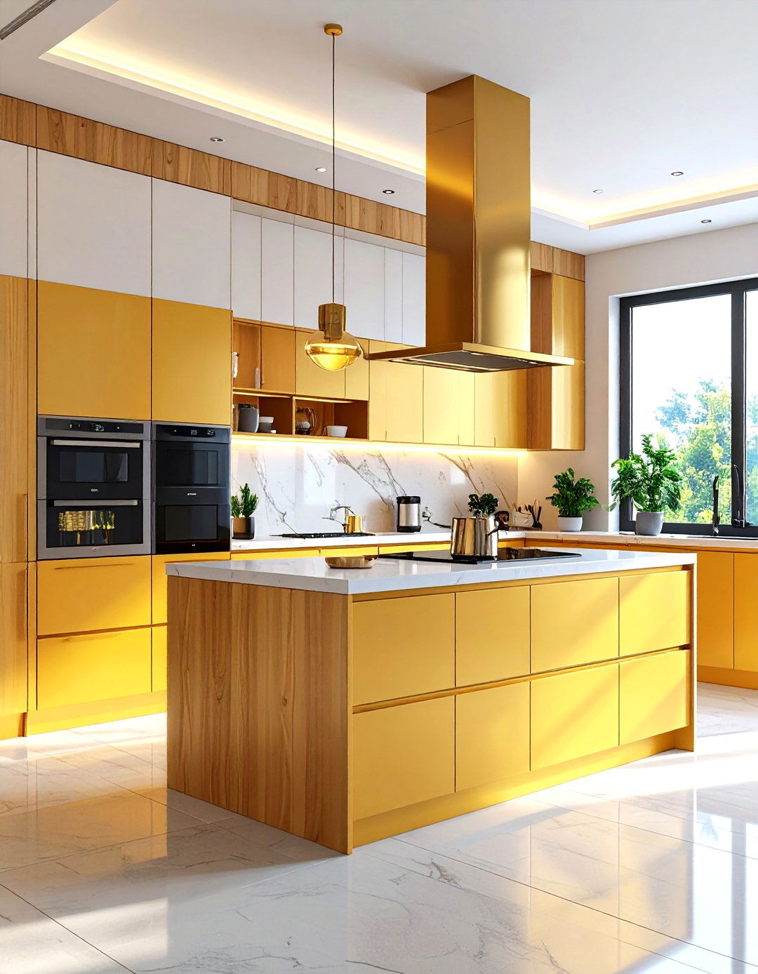 White and Gold Kitchen with Smart Technology Integration - 20 White and Gold Kitchen Ideas