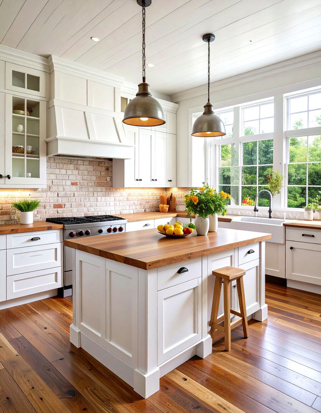 Whitewashed Brick Rustic Backsplash - 20 Rustic Backsplash Ideas