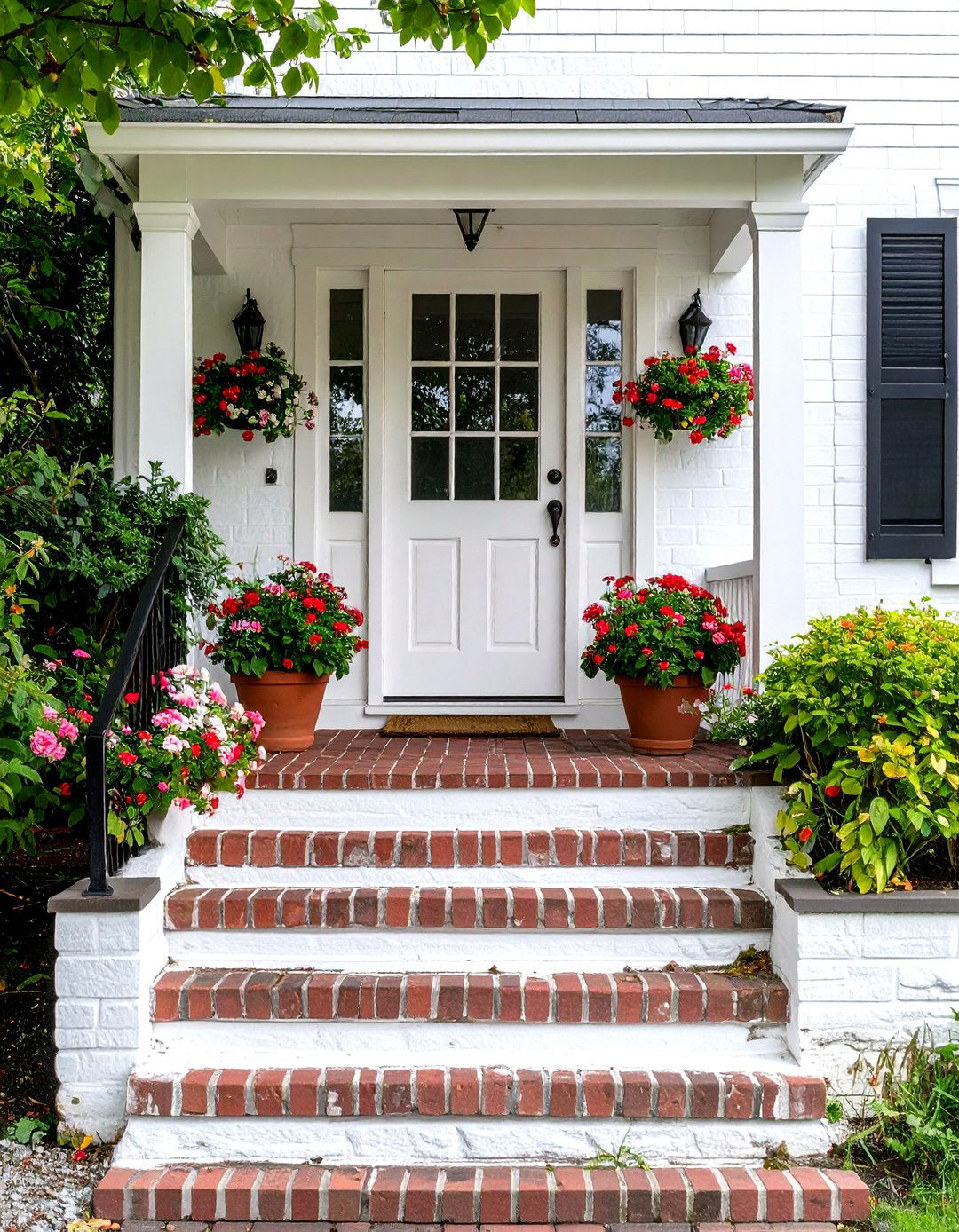 Whitewashed Brick Steps for Cottage Charm - 20 Brick Front Steps Design Ideas