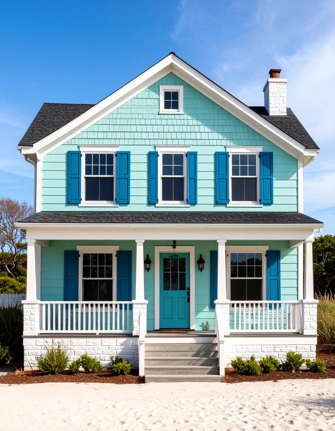 Whitewashed Brick with Pastel Vinyl - 20 Vinyl Siding and Brick Combinations