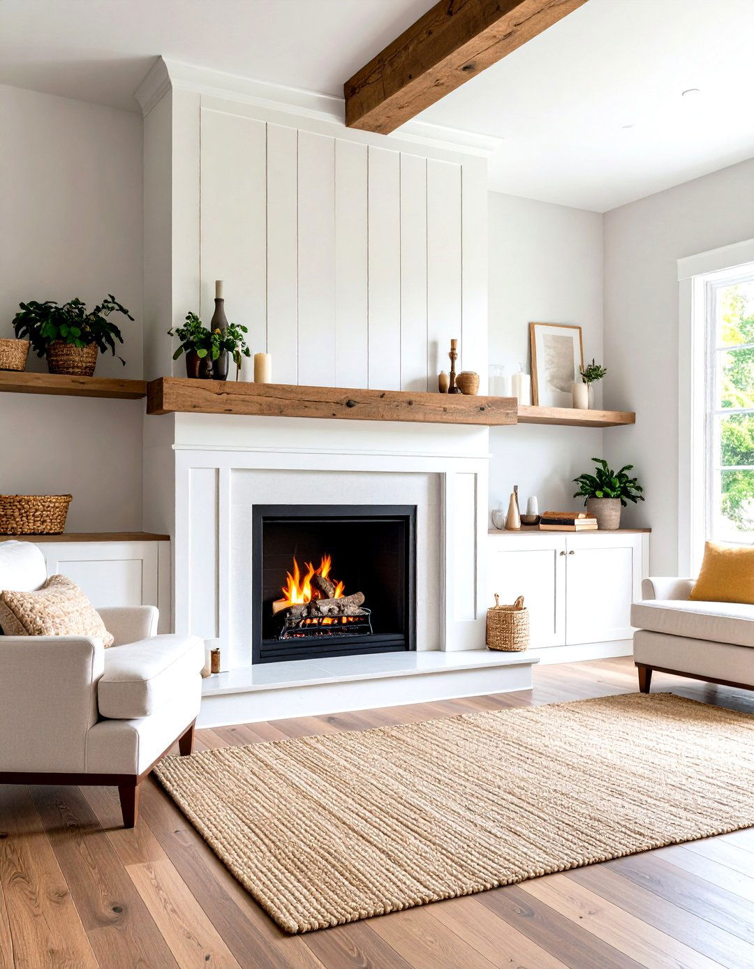 Whitewashed Fireplace Makeover - 20 Spring Mantel Decor Ideas