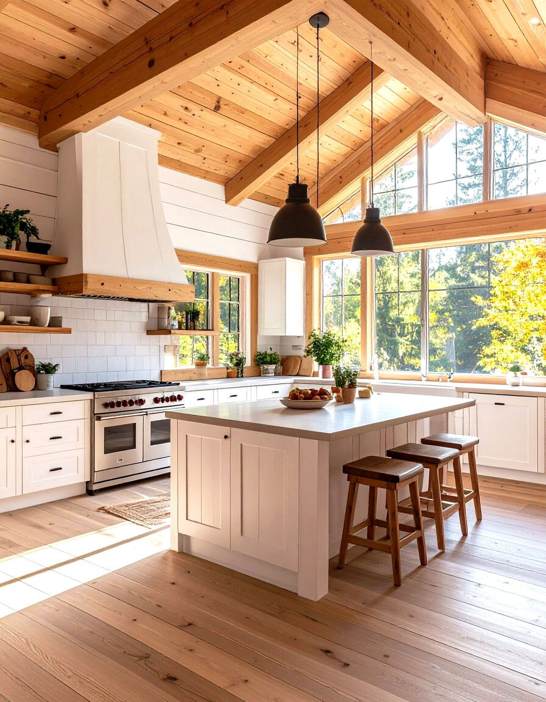 Whitewashed Log Cabin Kitchen Design - 20 Log Cabin Kitchen Design Ideas