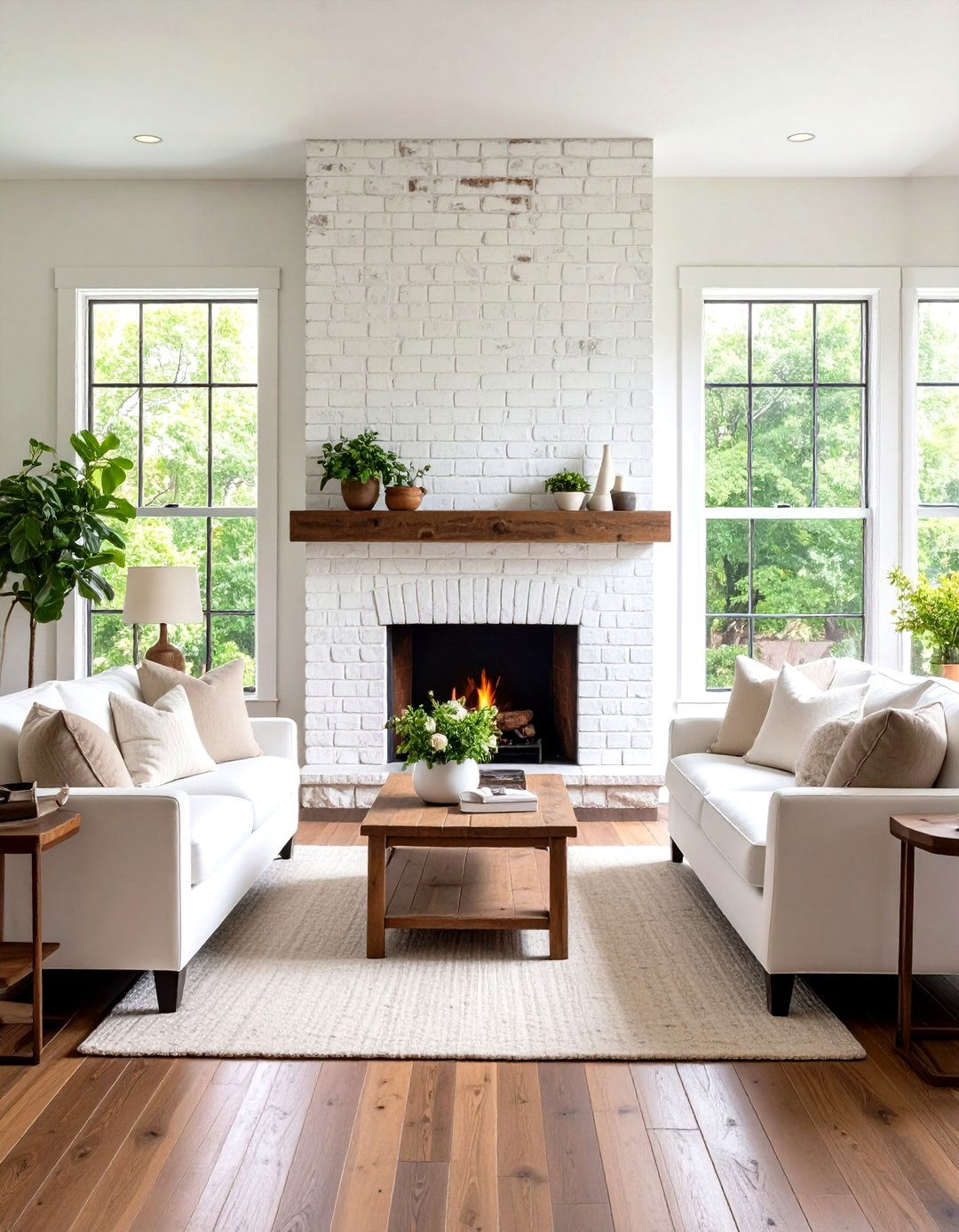 Whitewashed Painted Brick Fireplace - 20 Painted Brick Fireplace Ideas