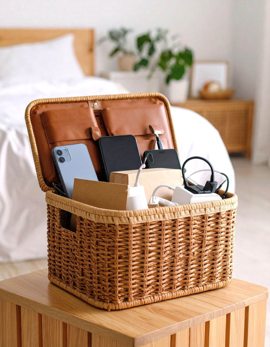 Wicker Basket Charging Station - 20 charging station ideas