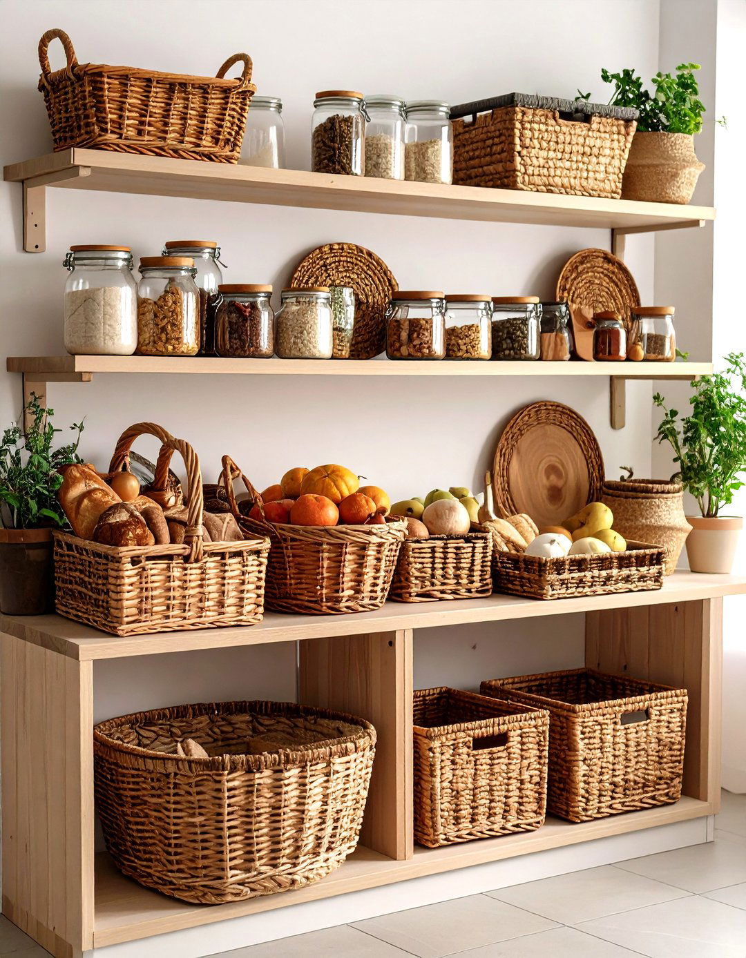 Wicker Baskets Offer Hidden Storage in a French Country Kitchen - 20 French Country Kitchen Ideas