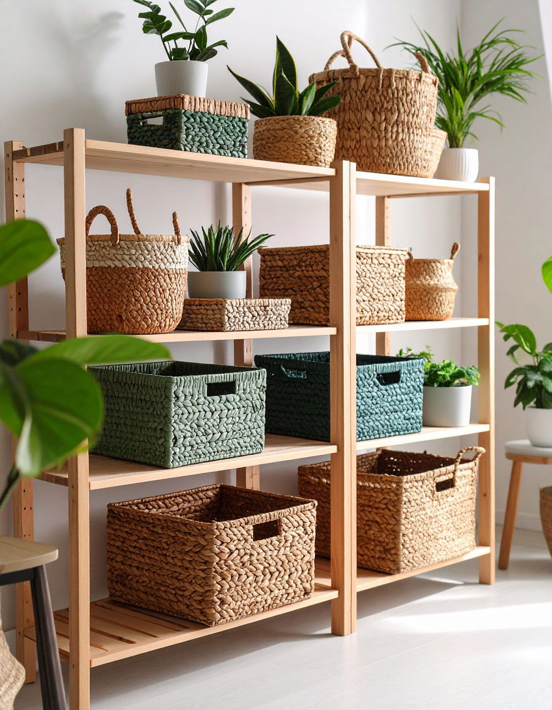 Wicker Baskets for Natural Storage - 20 Rustic Home Office Ideas
