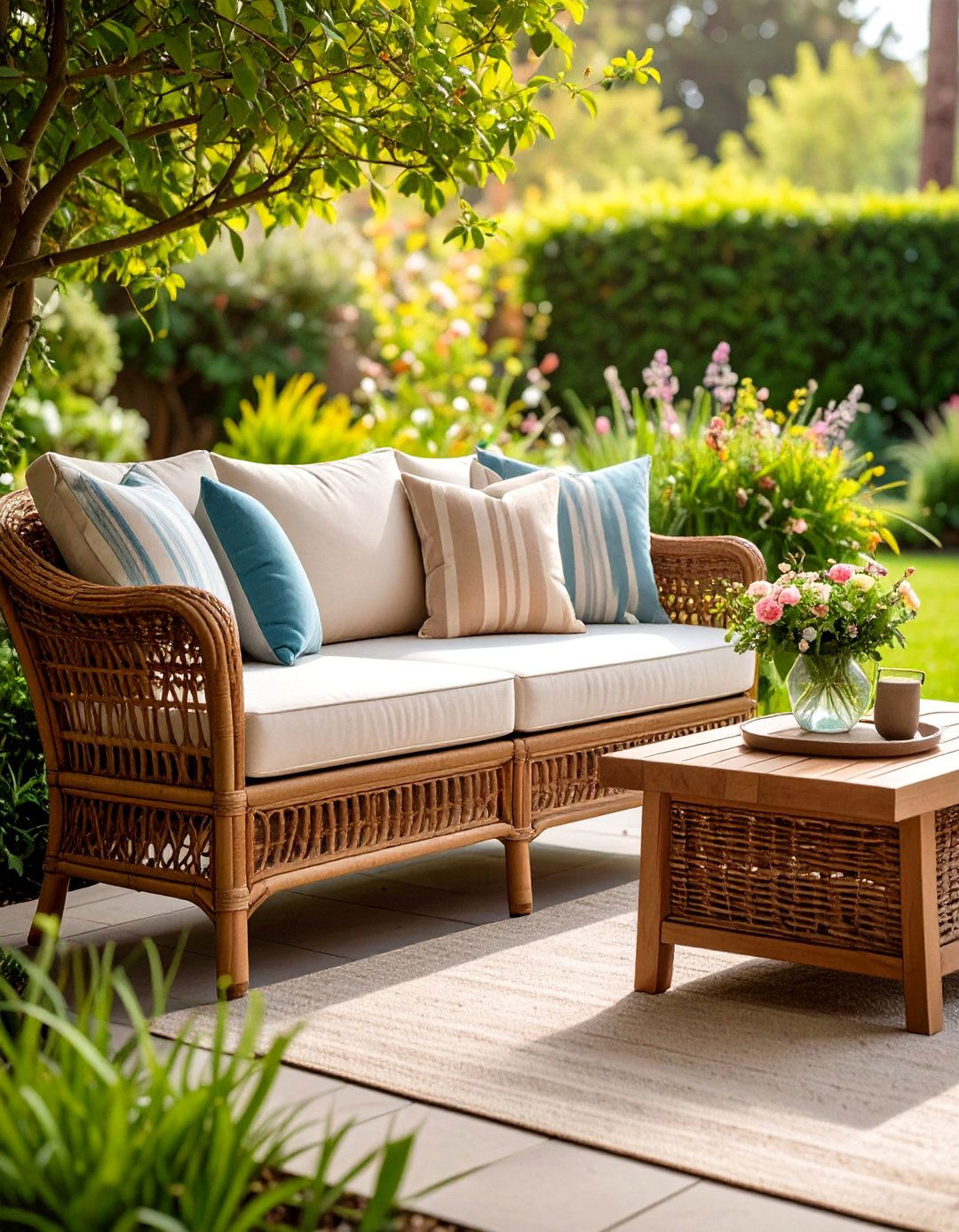 Wicker Rattan Loveseat Bench - 20 Front Porch Bench Ideas