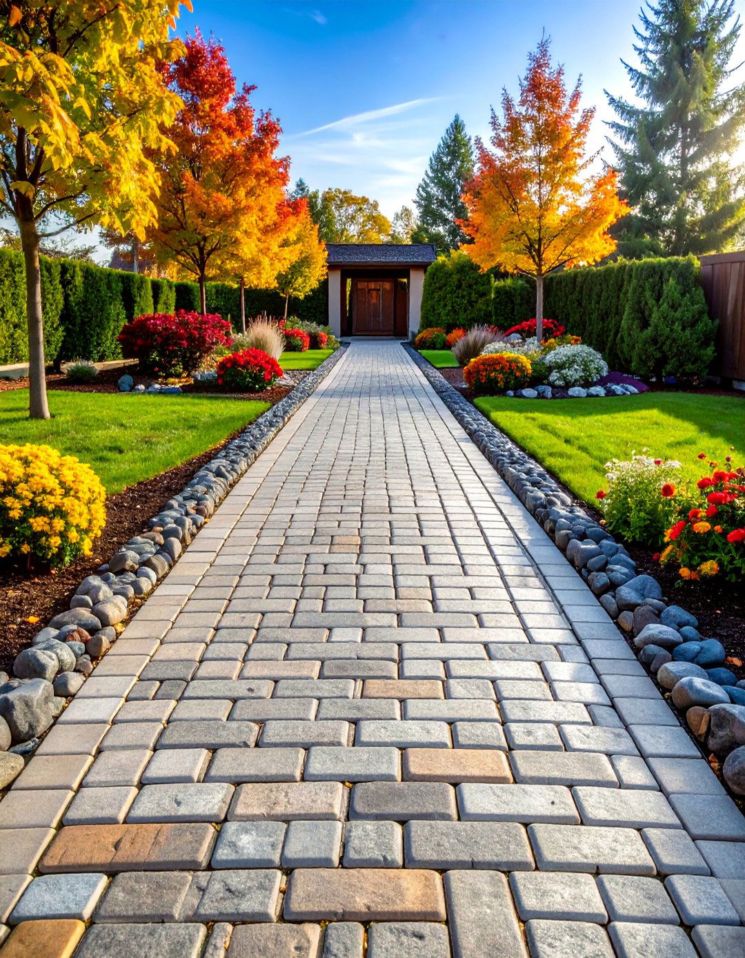 Wide Border Cobblestone Walkway - 20 Cobble Stone Walkway Ideas