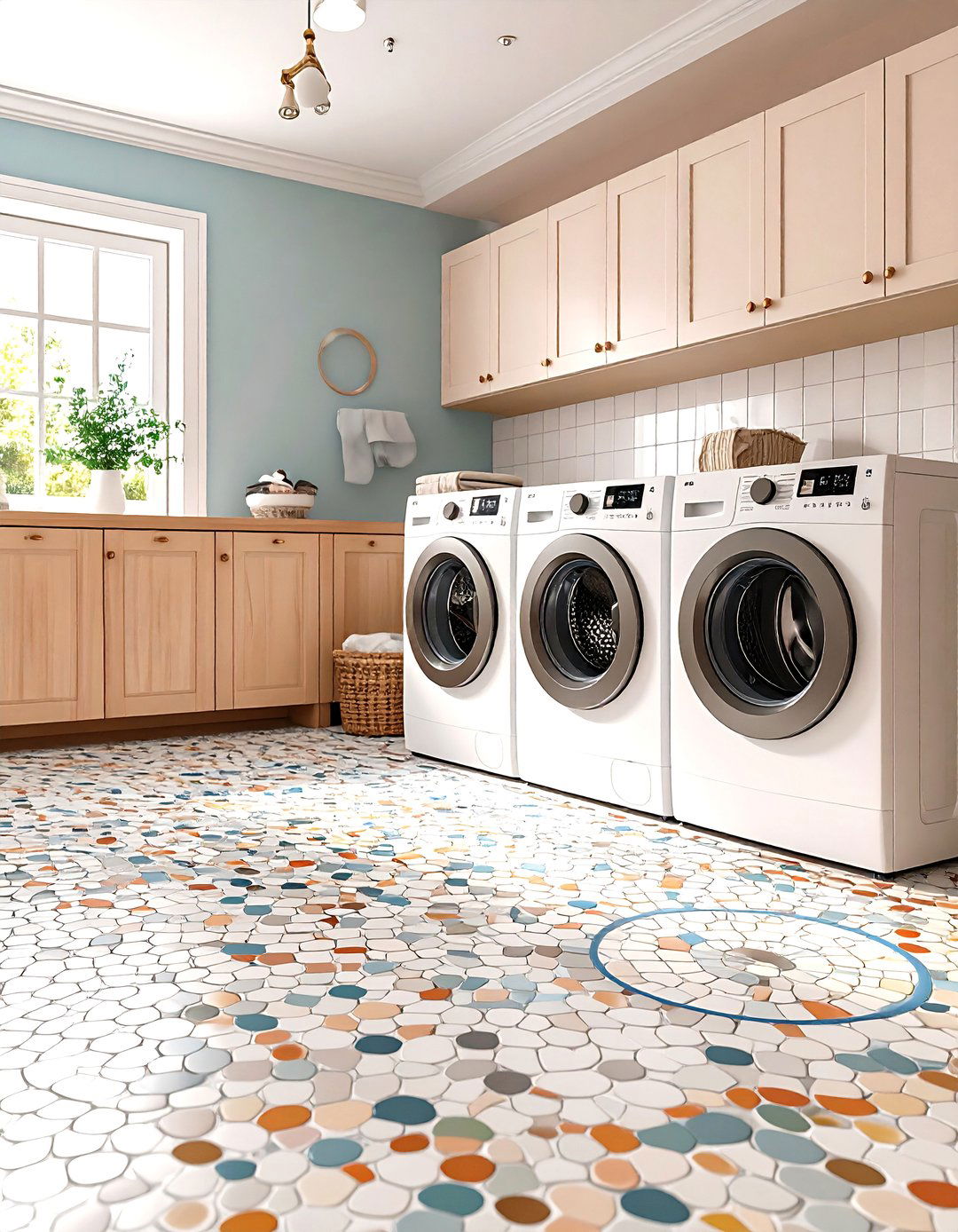 Wide Plank Luxury Vinyl Laundry Room Floor in Gray Tones - 20 Laundry Room Floor Ideas
