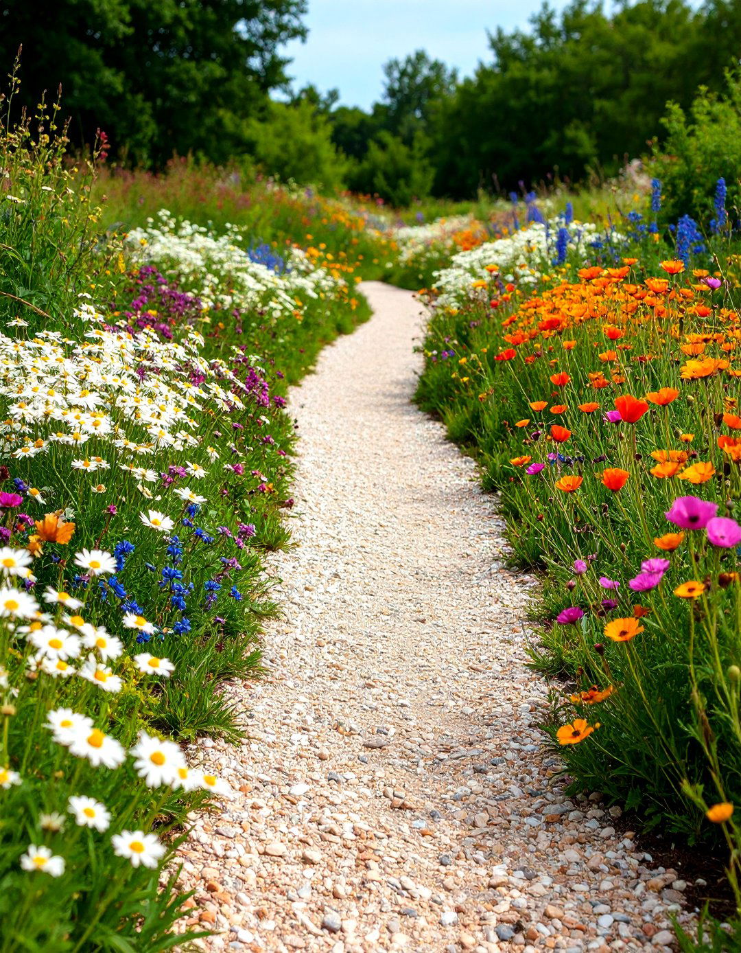 Wildflower Inset Gravel Trail - 20 walkway ideas