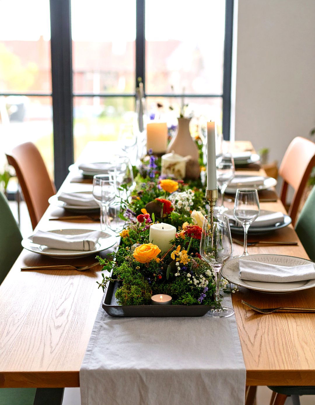 Wildflower Meadow Runner Centerpiece - 20 Dining Table Centerpiece Ideas