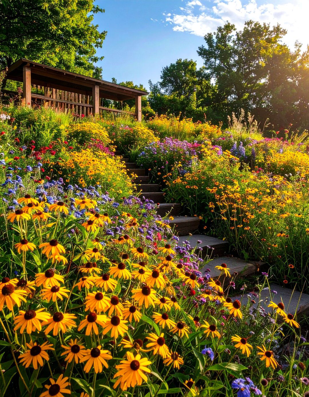 Wildflower Meadow Terraces - 20 Tiered Garden Ideas