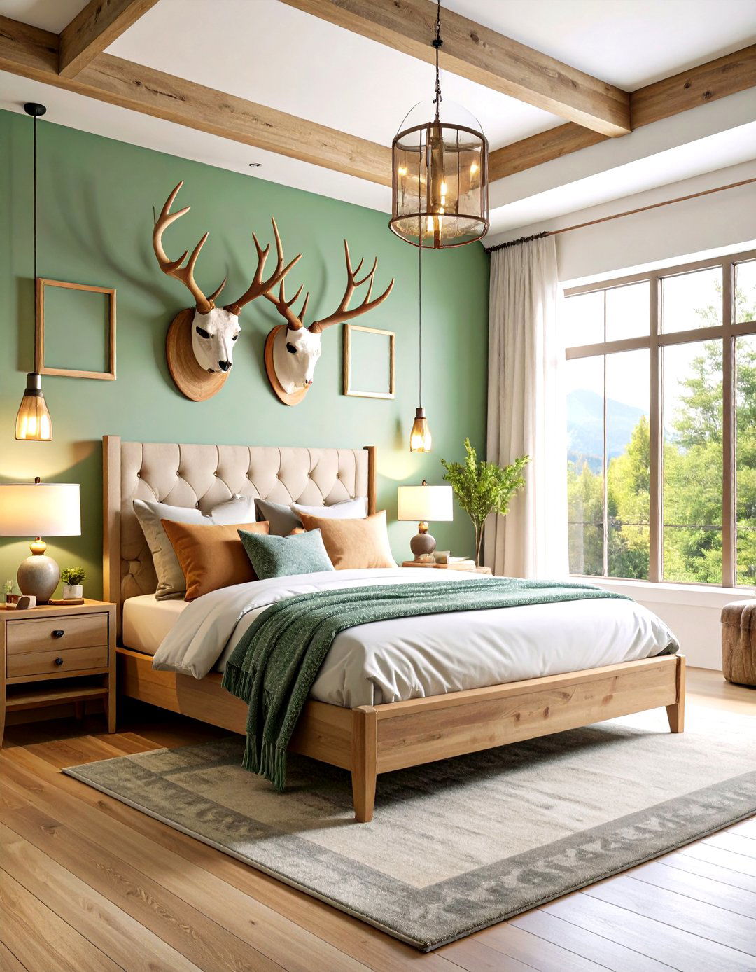 Wildlife Trophy Hunting Bedroom Wall Displays - 20 Hunting Bedroom Ideas