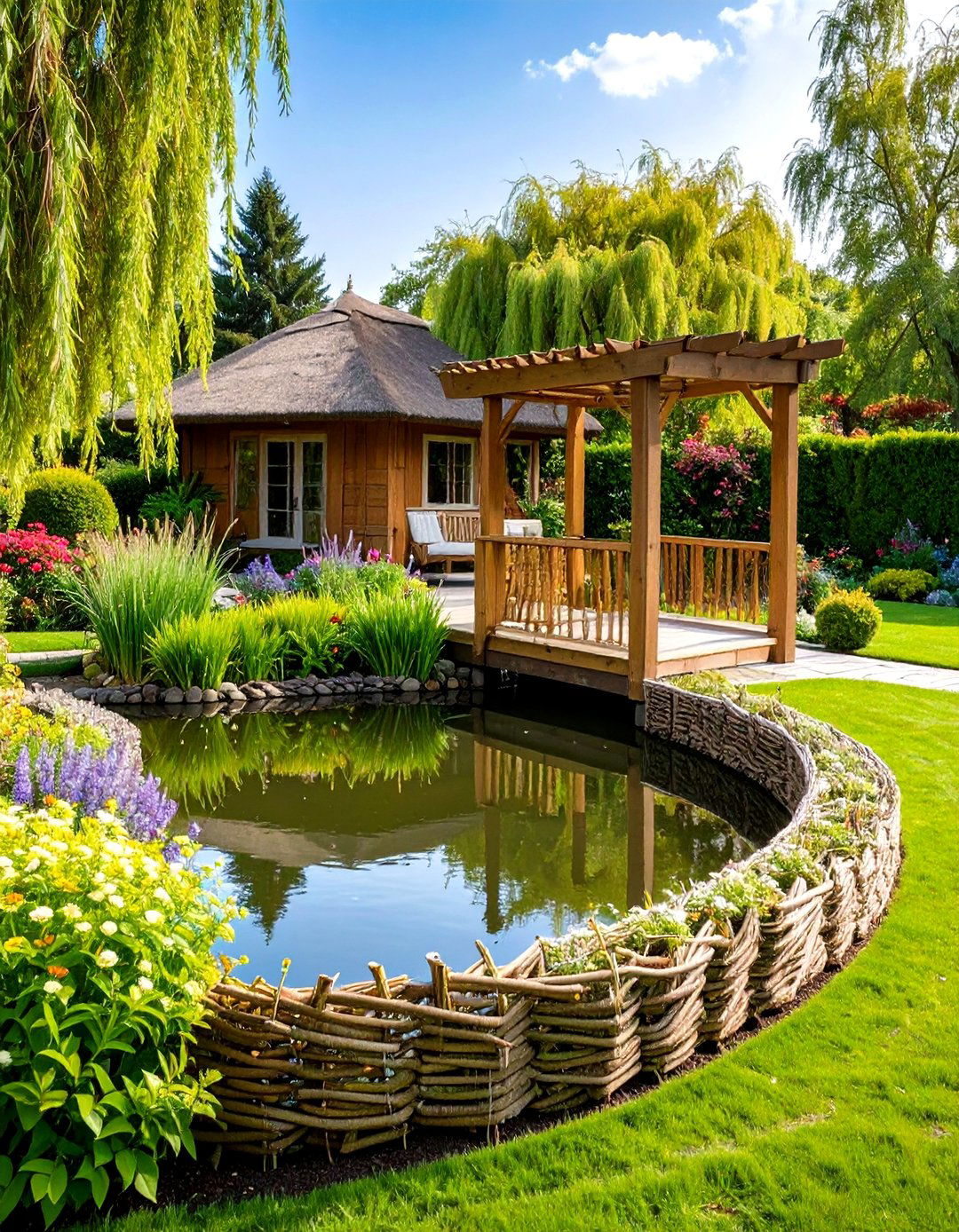 Willow Branch Pond Edging - 20 Pond Edging Ideas