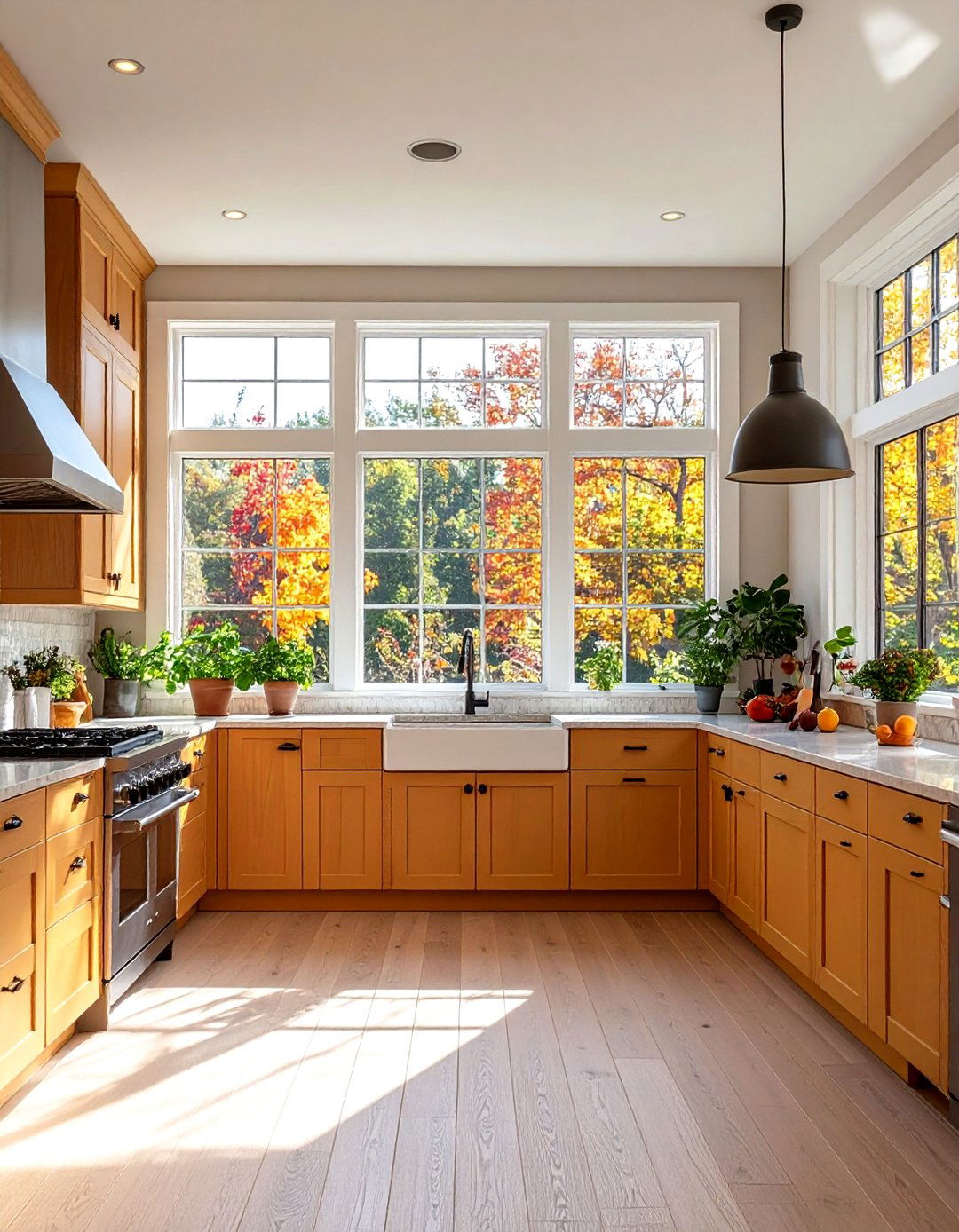 Window Integration Transitional Kitchen with Natural Light - 20 Transitional Kitchen Ideas