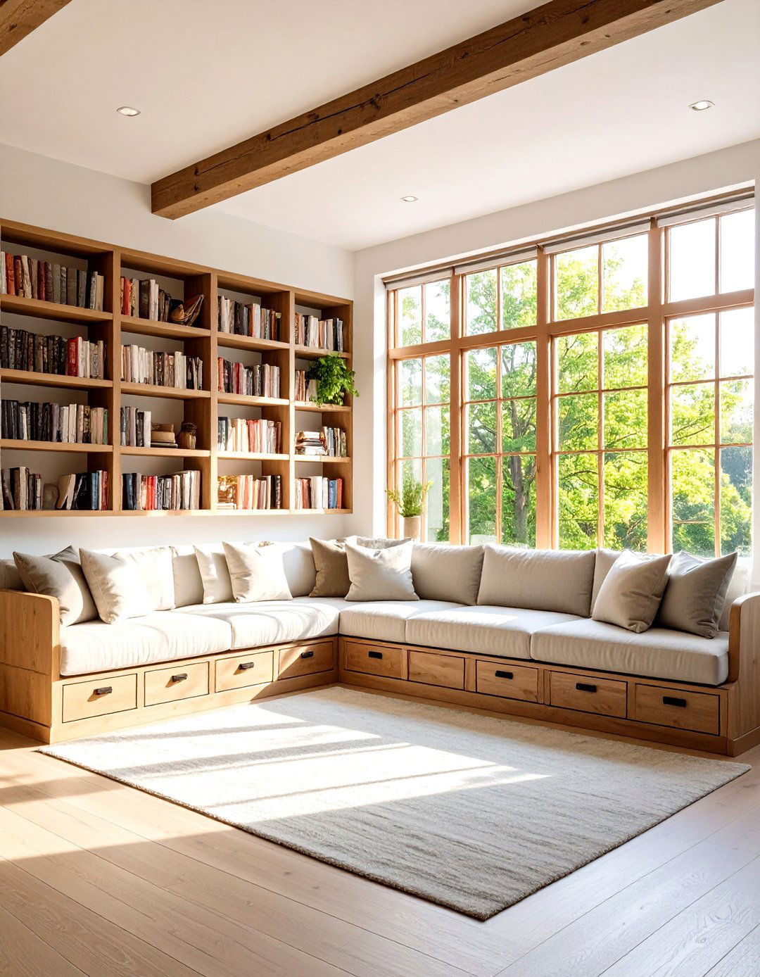 Window Seat Home Library Alcove - 20 Home Library Ideas