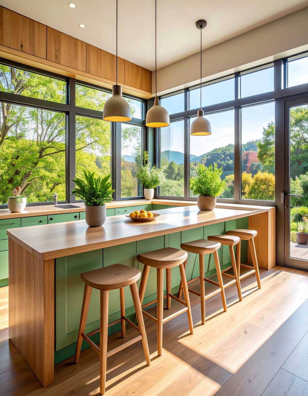 Window View Breakfast Bar Serenity - 20 Breakfast Bar Ideas