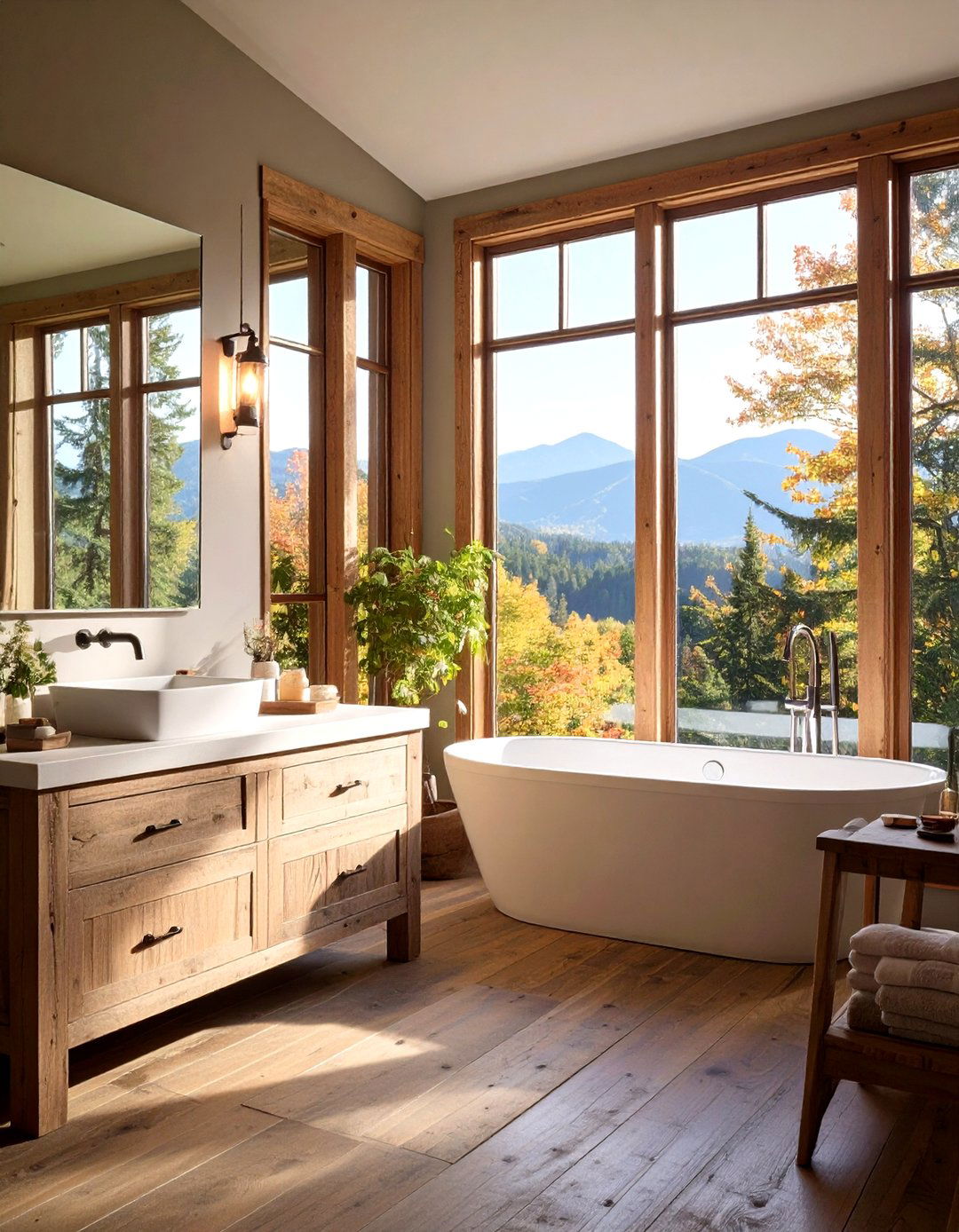 Window Views to Nature - 20 Rustic Outdoor Bathroom Ideas