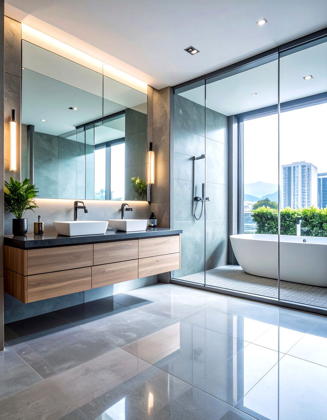 Windowless Bathroom Contemporary Glass and Chrome Design - 20 Windowless Bathroom Ideas