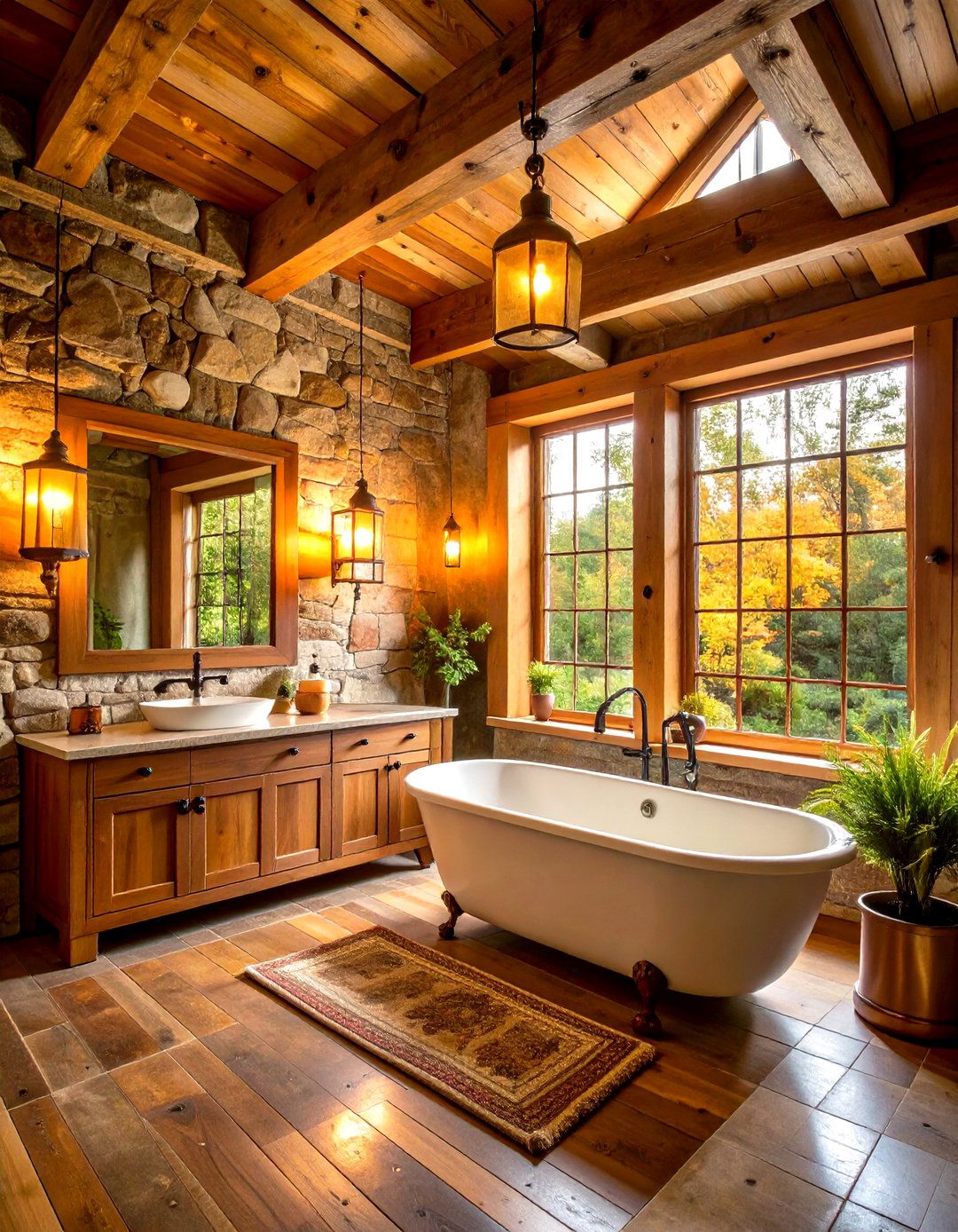 Windowless Bathroom Rustic Cabin Comfort Style - 20 Windowless Bathroom Ideas