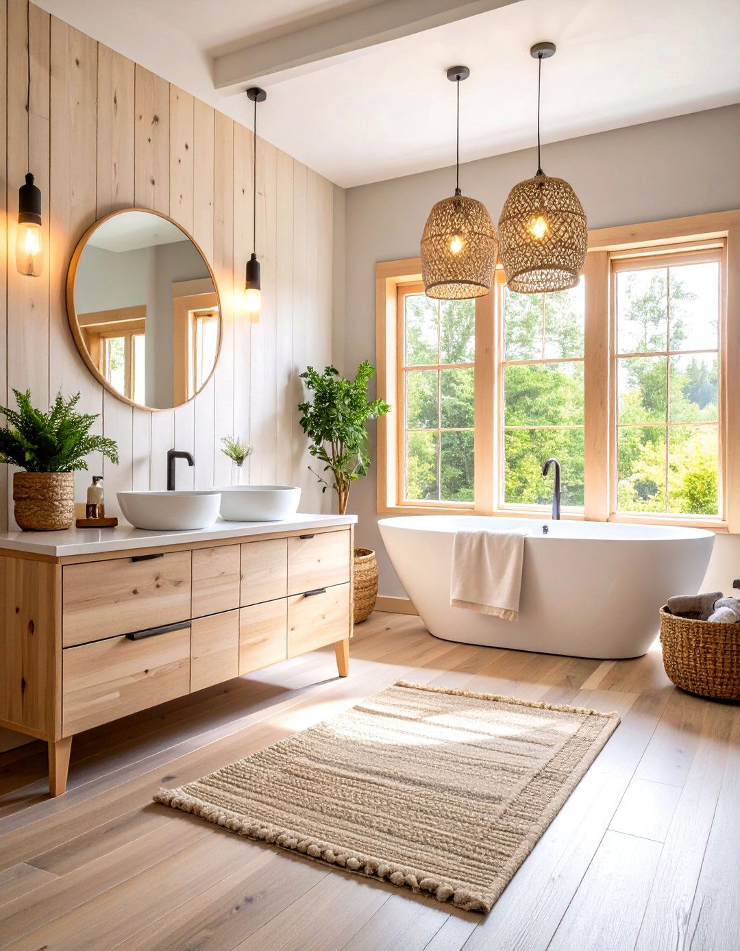 Windowless Bathroom Scandinavian Light Wood Retreat - 20 Windowless Bathroom Ideas