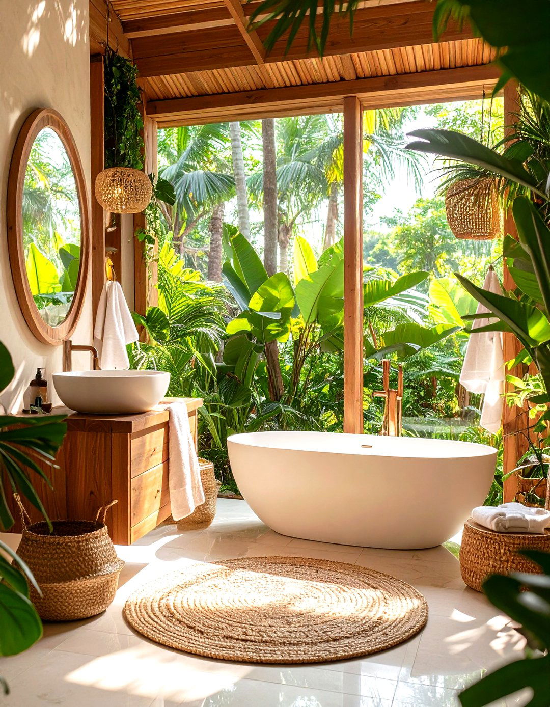 Windowless Bathroom Tropical Oasis Design - 20 Windowless Bathroom Ideas