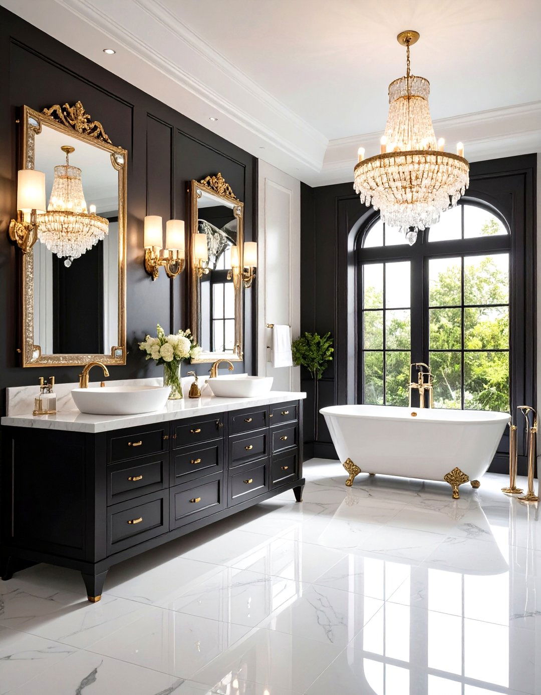 Windowless Bathroom Vintage Hollywood Glamour Theme - 20 Windowless Bathroom Ideas