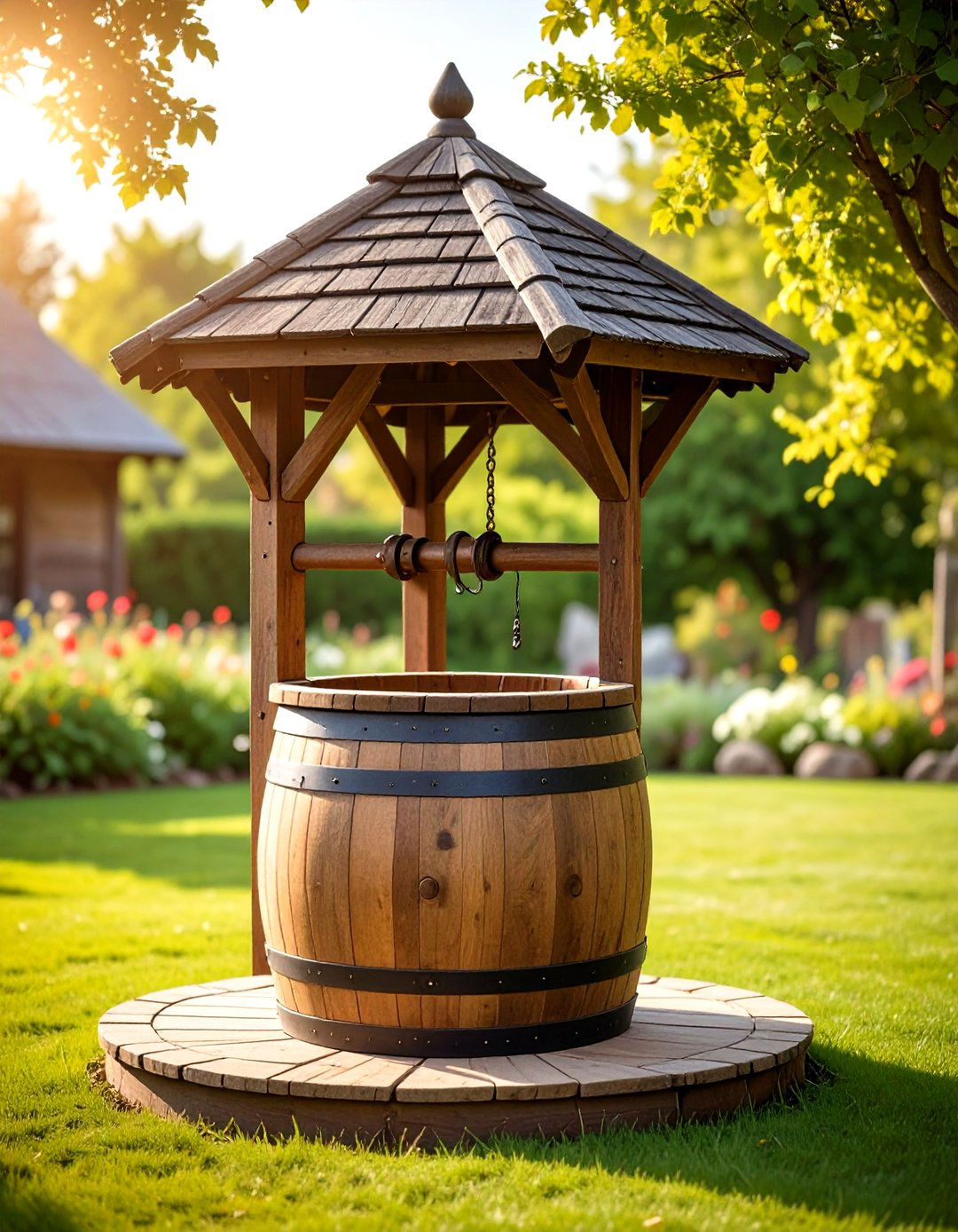 Wine Barrel Outdoor Wishing Well Conversion - 20 Outdoor Wishing Well Garden Ideas