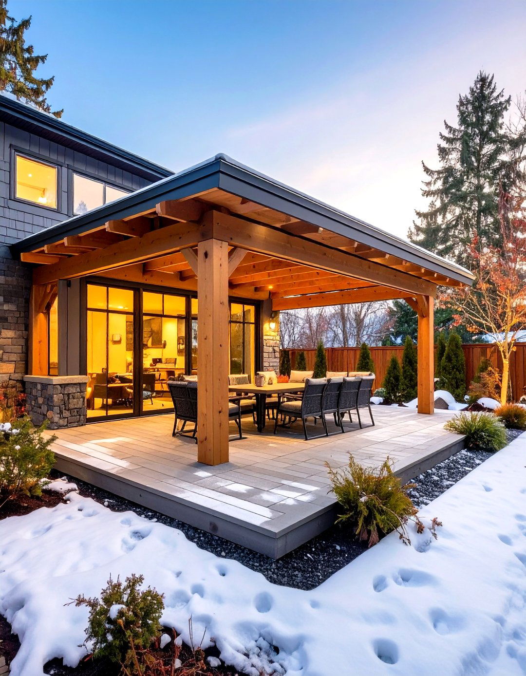 Winter Ready All Season Patio With a Pergola - 20 Patio With a Pergola Ideas