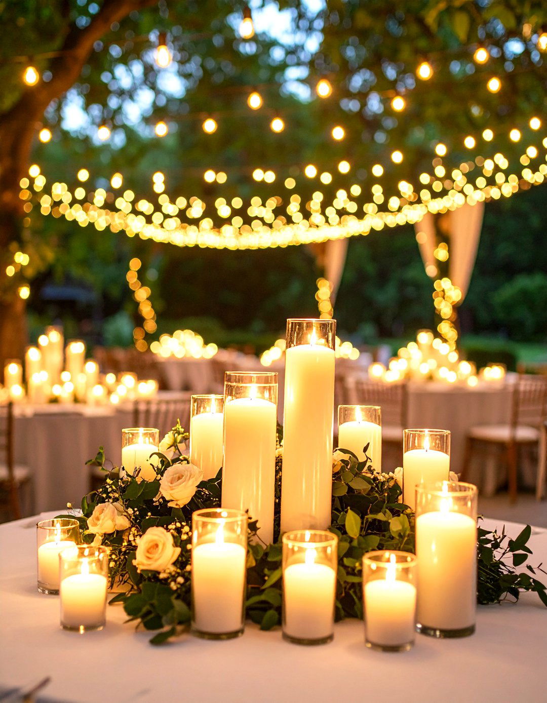 Winter Wedding Candle and Fairy Light Illumination - 20 Winter Wedding Ideas