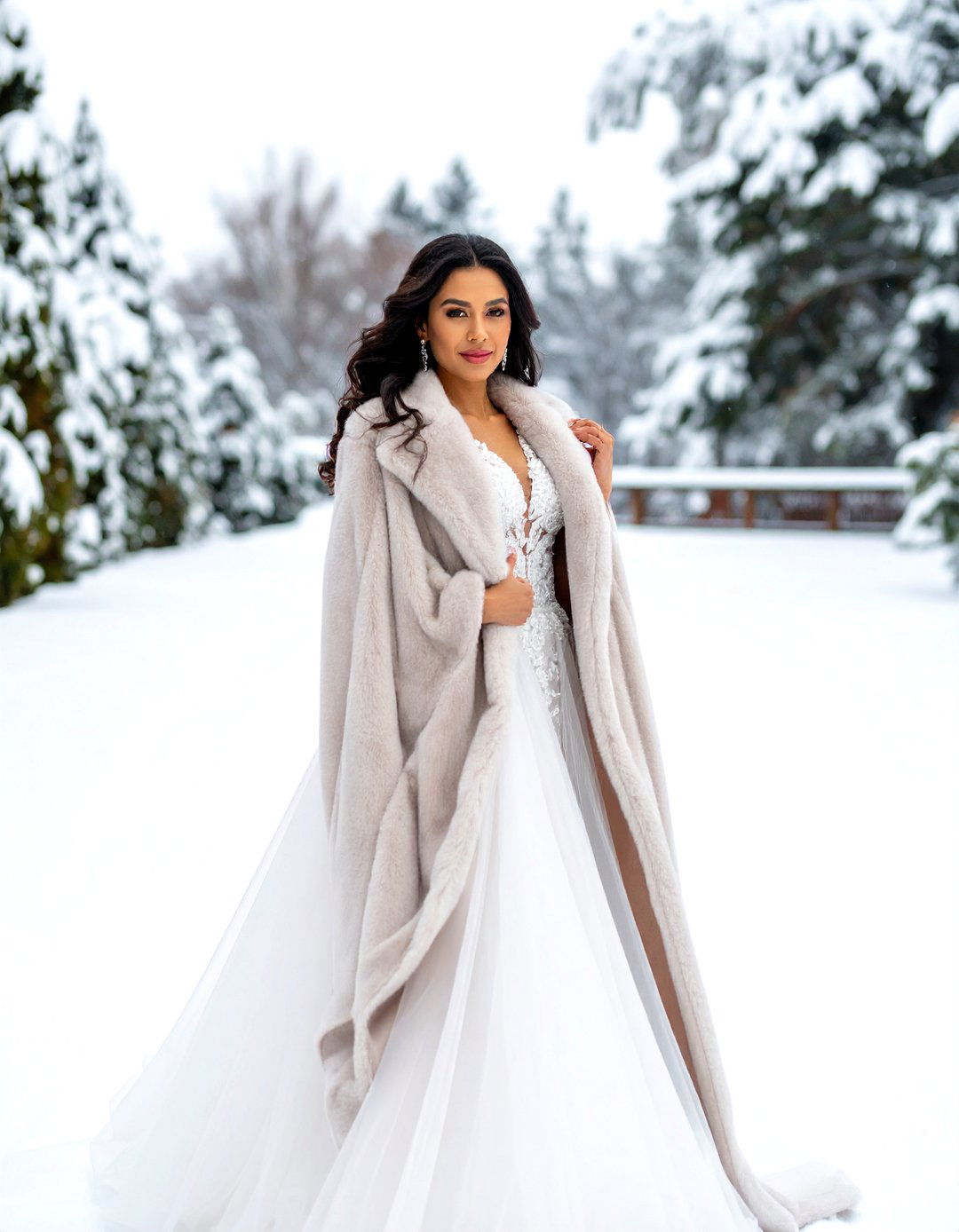 Winter Wedding Faux Fur Bridal Cape and Shawls - 20 Winter Wedding Ideas