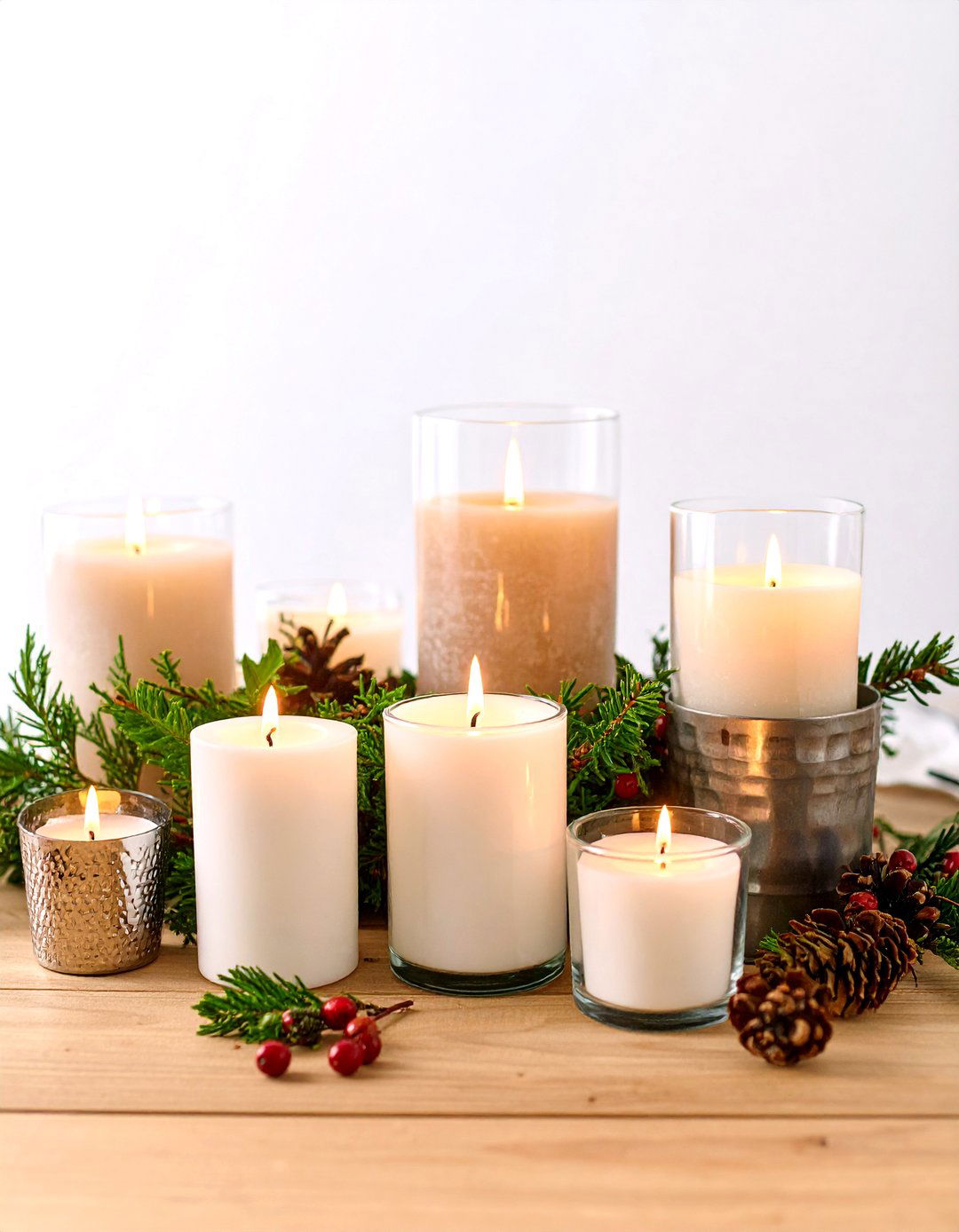 Winter Wedding Pine Scented Candle Tablescapes - 20 Winter Wedding Ideas