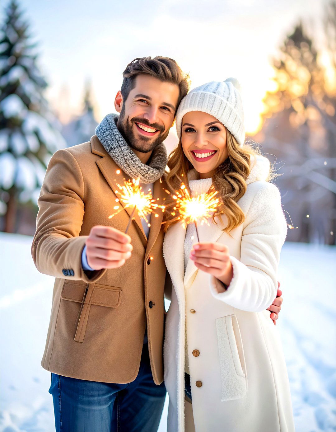 Winter Wedding Snowy Sparkler Photo Session - 20 Winter Wedding Ideas