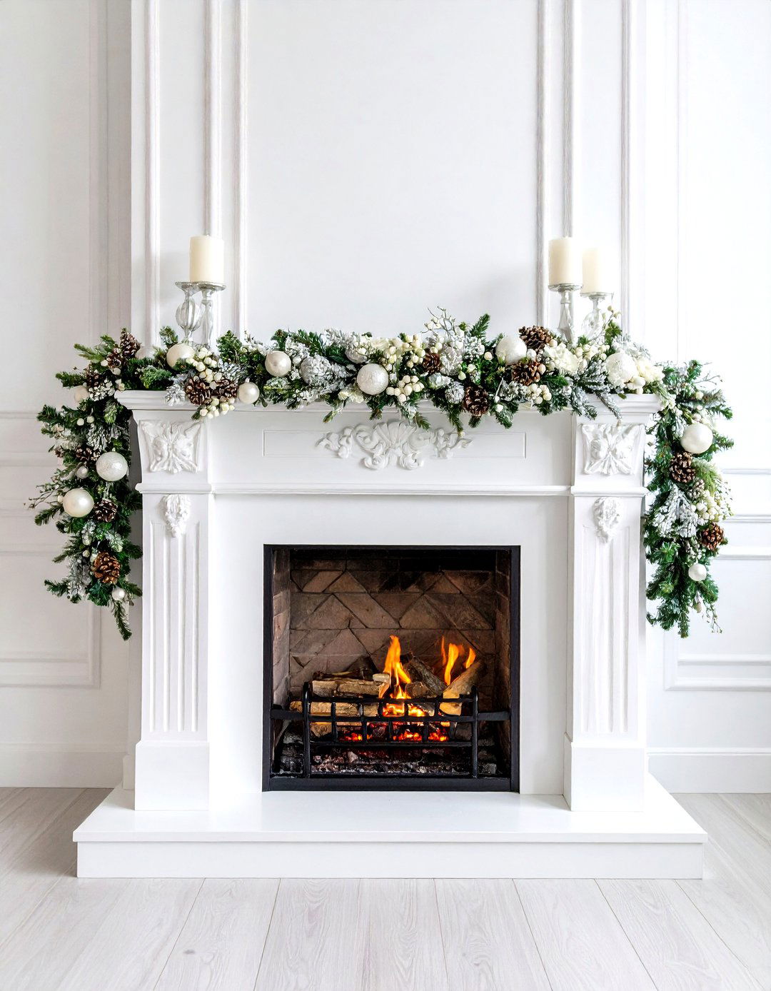 Winter White and Silver Mantel Garland - 20 Mantel Garland Ideas