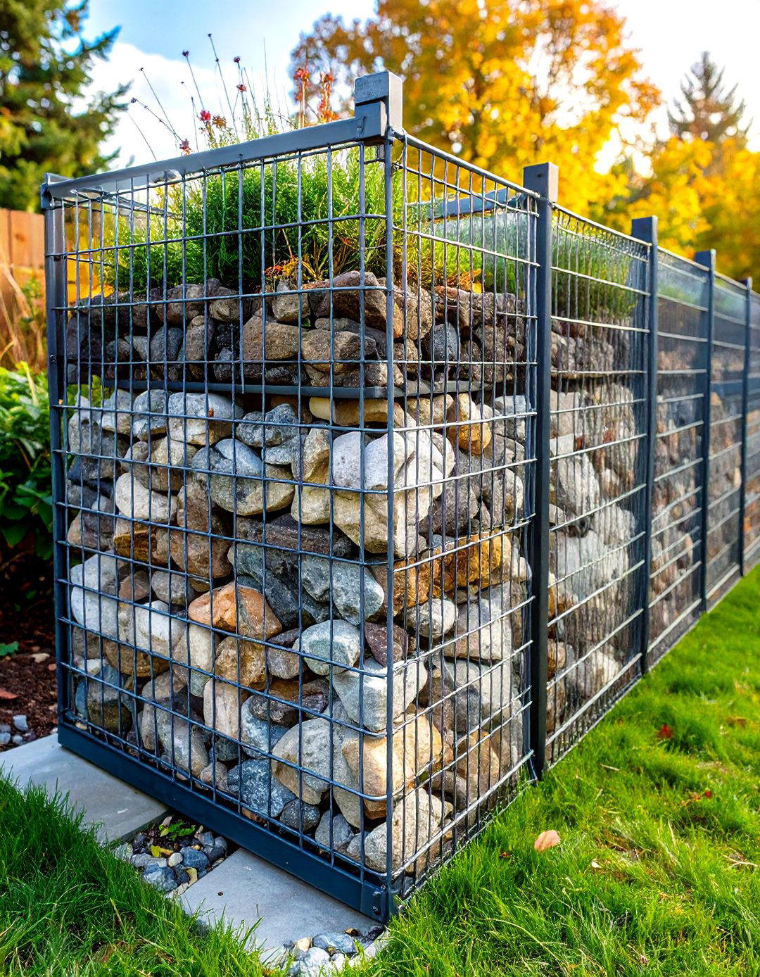Wire Gabion Recycled Garden Edging Basket - 20 Recycled Garden Edging Ideas