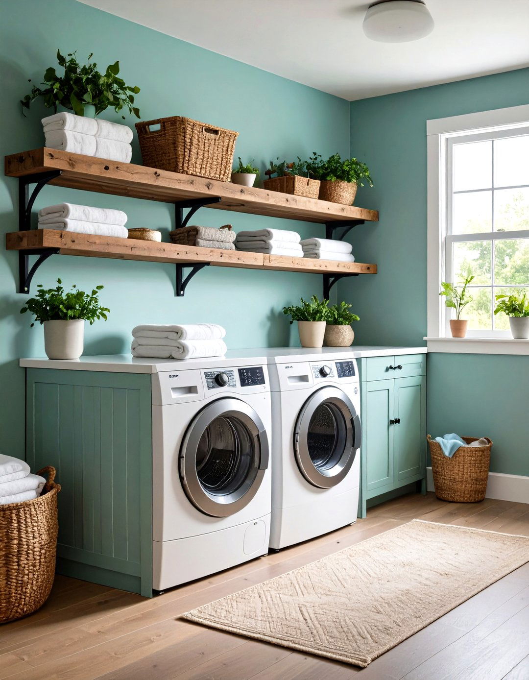 Wire Grid Laundry Room Shelving with Industrial Organization - 20 Laundry Room Shelving Ideas
