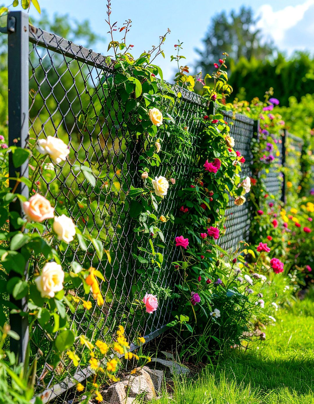 Wire Mesh with Plants Privacy Fence Ideas - 20 Cheap Privacy Fence Ideas