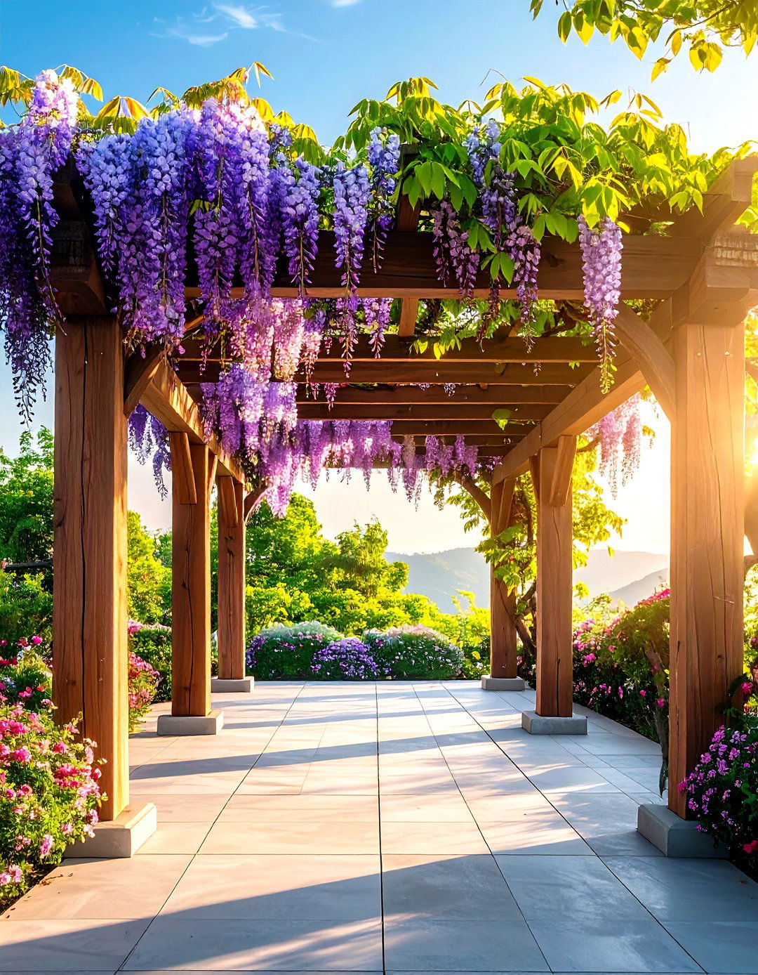 Wisteria Pergola Garden Arch for Perfumed Shade - 20 Garden Arch Ideas