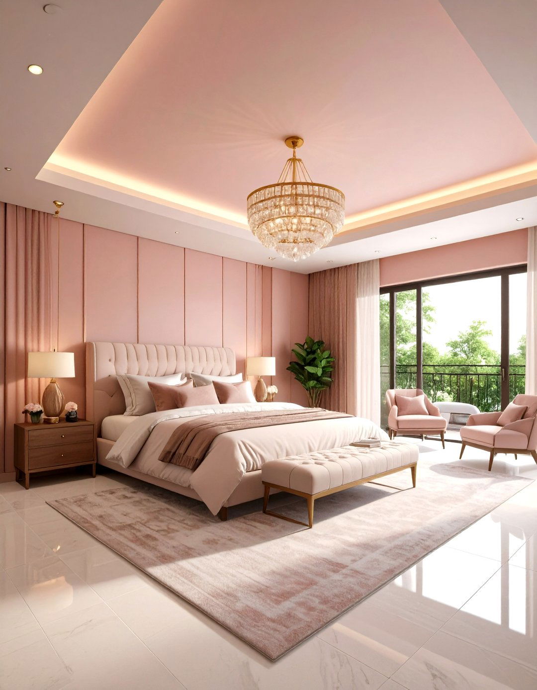 With a Dusty Rose Ceiling the Bedroom Feels Instantly Taller - 20 Dusty Rose Bedroom Ideas