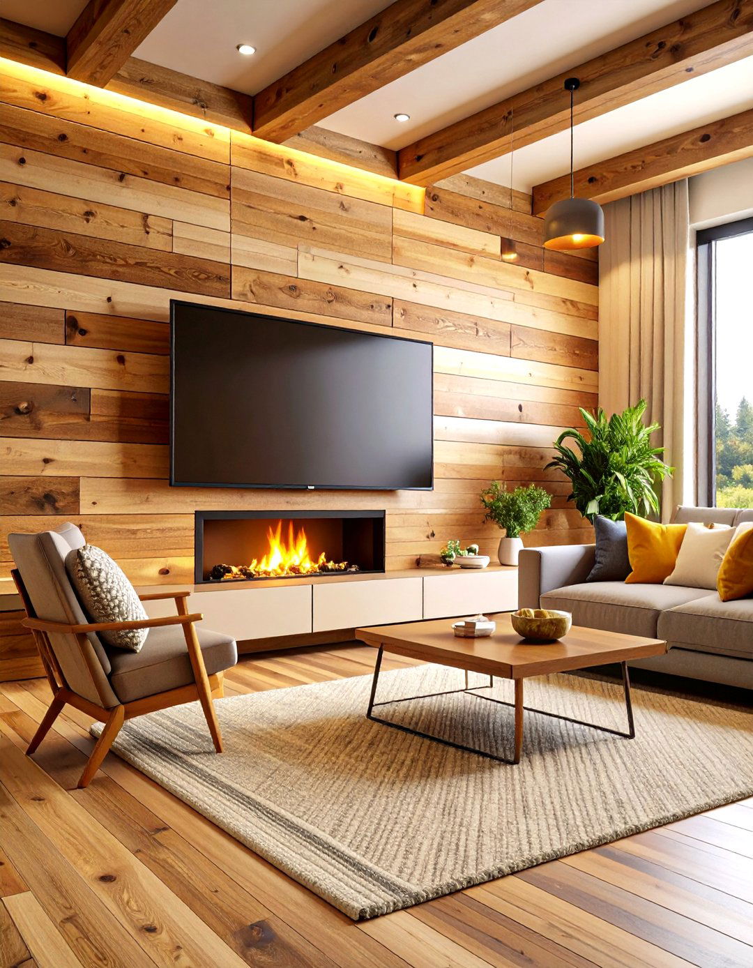 Wood Accent Wall Backdrop - 20 Tv Over Fireplace Ideas