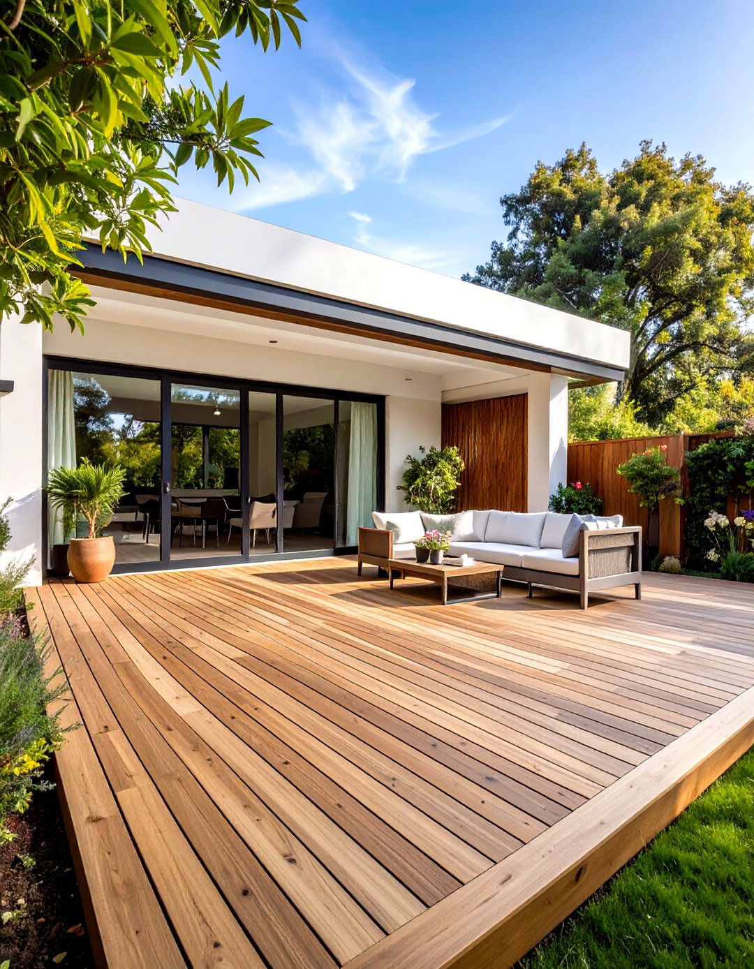 Wood Deck with Privacy Screen for Intimate Outdoor Spaces - 20 Wood Deck Ideas