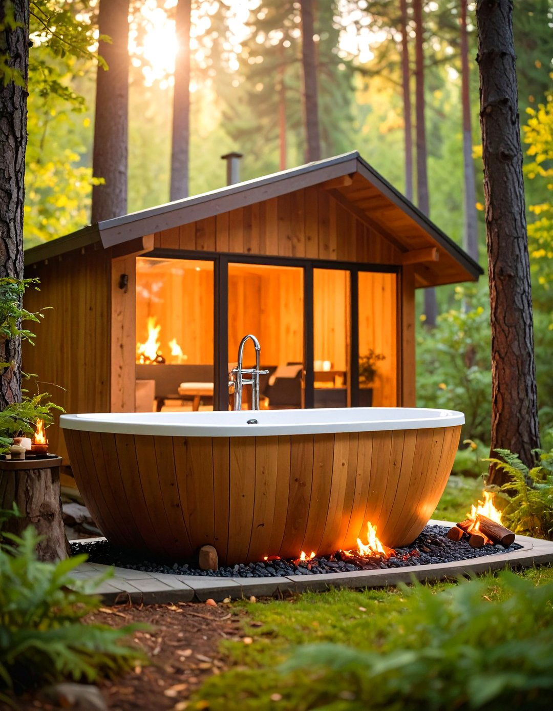 Wood Fired Outdoor Bathtub with Thermal Siphoning - 20 Outdoor Bathtub Ideas